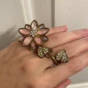Pink and Gold Flower Ring